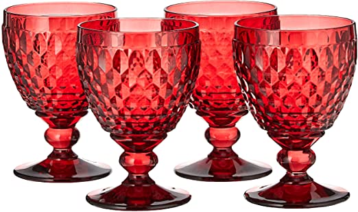 Villeroy & Boch Boston Colored Red, Wine Glasses, Set of 4, Red, 11 oz -  Winestuff