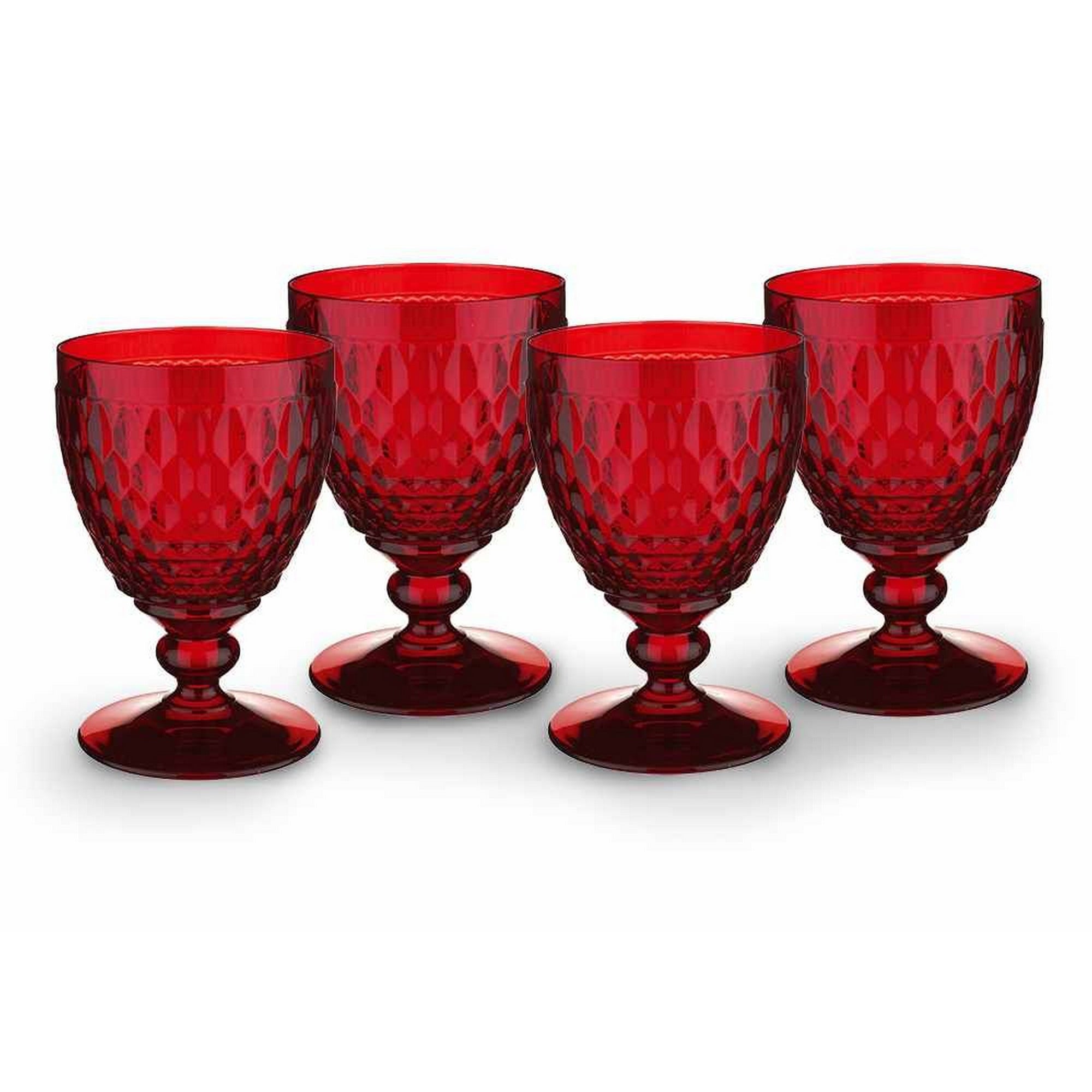 Villeroy & Boch Boston Colored Water Goblet Glasses, Set of 4,  Red,  14 oz