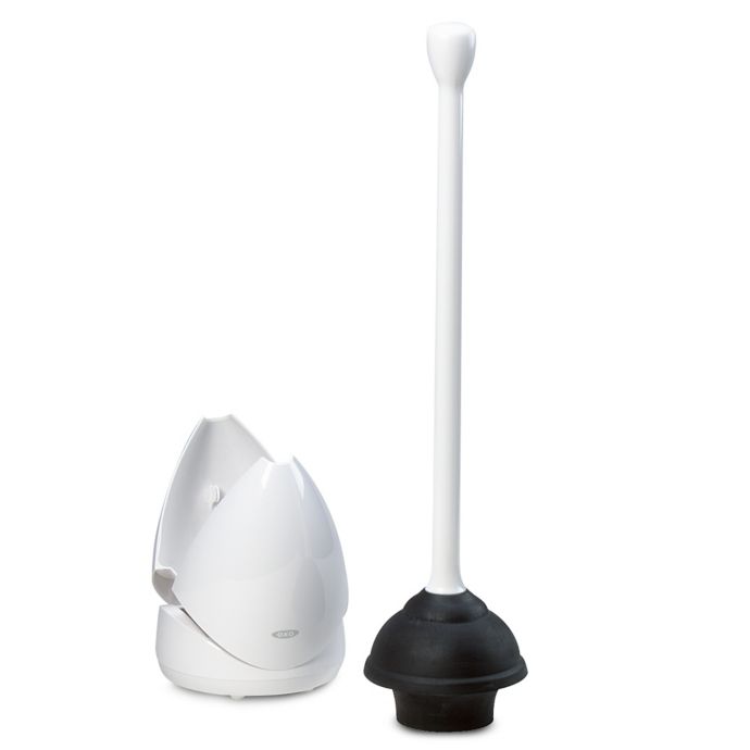 OXO Toilet Plunger with Cover, White