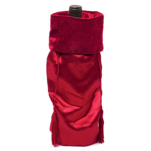 True Fabrications Red Satin Wine Bag