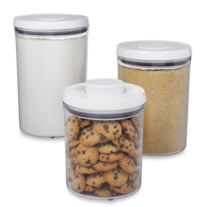 Oxo 3-piece Pop Round Canister Set, Whit 