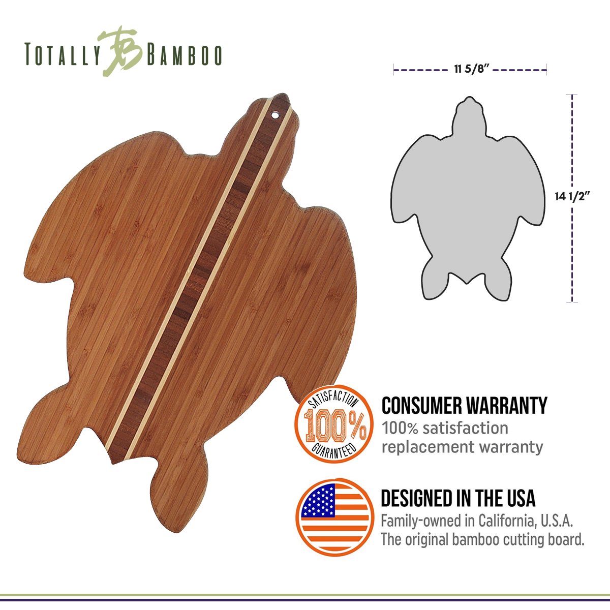 Totally Bamboo Sea Turtle Bamboo Cutting/Serving Board