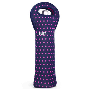 Built NY One Bottle Tote- Navy/Pink Mini Dot