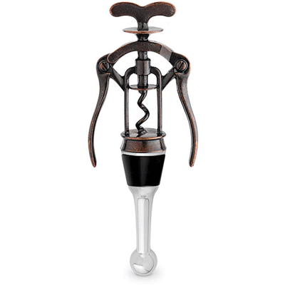 Antique Brass Corkscrew Bottle Stopper