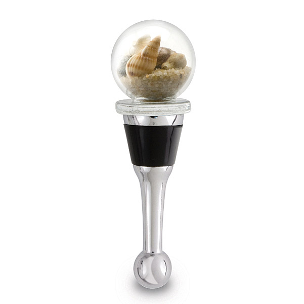 Shell Medley Glass Ball Bottle Stopper