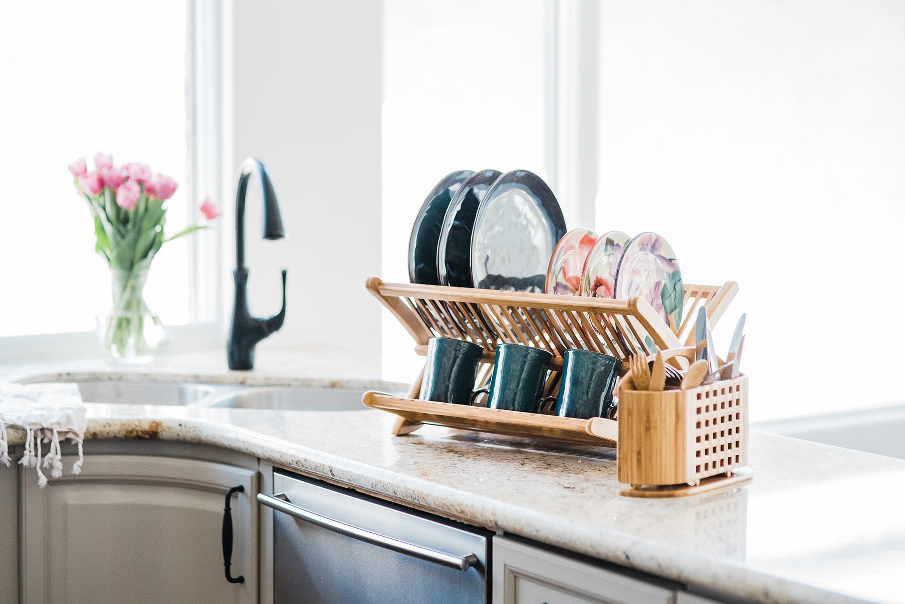 Home Basics Bamboo Dish Rack for sale online