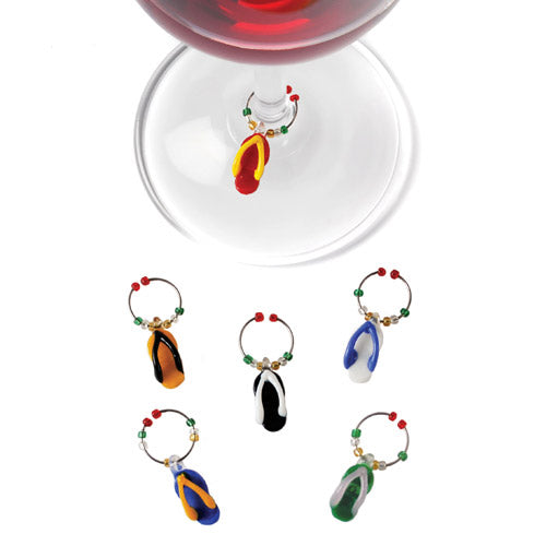 True Fabrications Glass Flip Flop Wine Charms