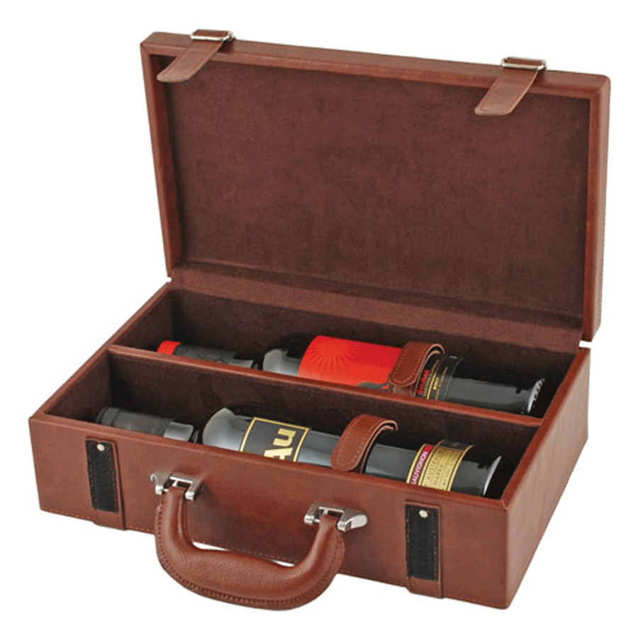 True Fabrications Bowery Wine Suitcase 2 Bottle Box