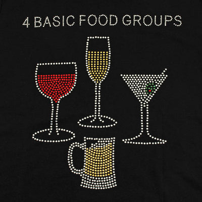 True Fabrications 4 Basic Food Groups Rhinestone T-Shirt