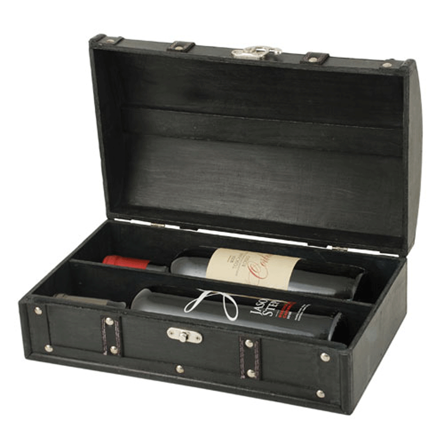 True Fabrications 2-Bottle Antique Black Wine Box