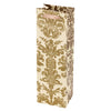 True Fabrications 1-Bottle Gold Damask Bag