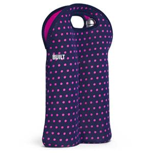 Built NY Two Bottle Tote- Navy/Pink Dots