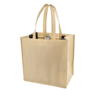 True Fabrications 6-Bottle Beige Non-Woven Tote