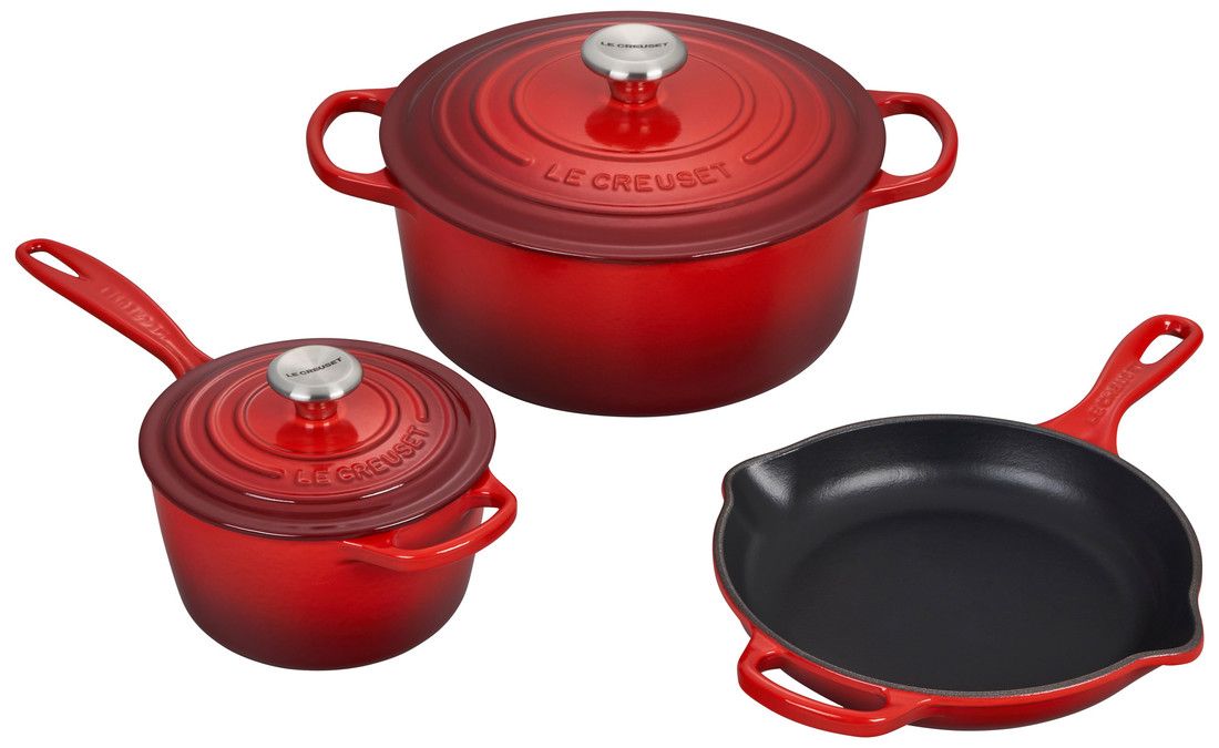 Le Creuset Signature 9-Qt. Round Cerise Red Enameled Cast Iron Dutch Oven  with Lid + Reviews