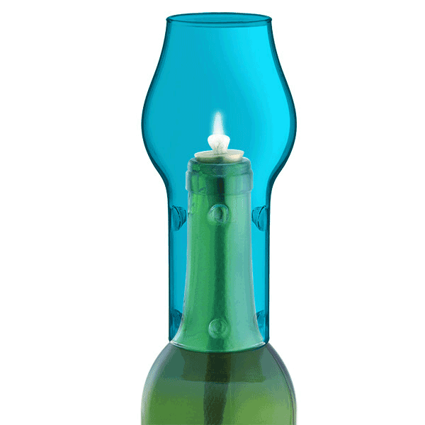 Glass Bottle Chimney- Aqua