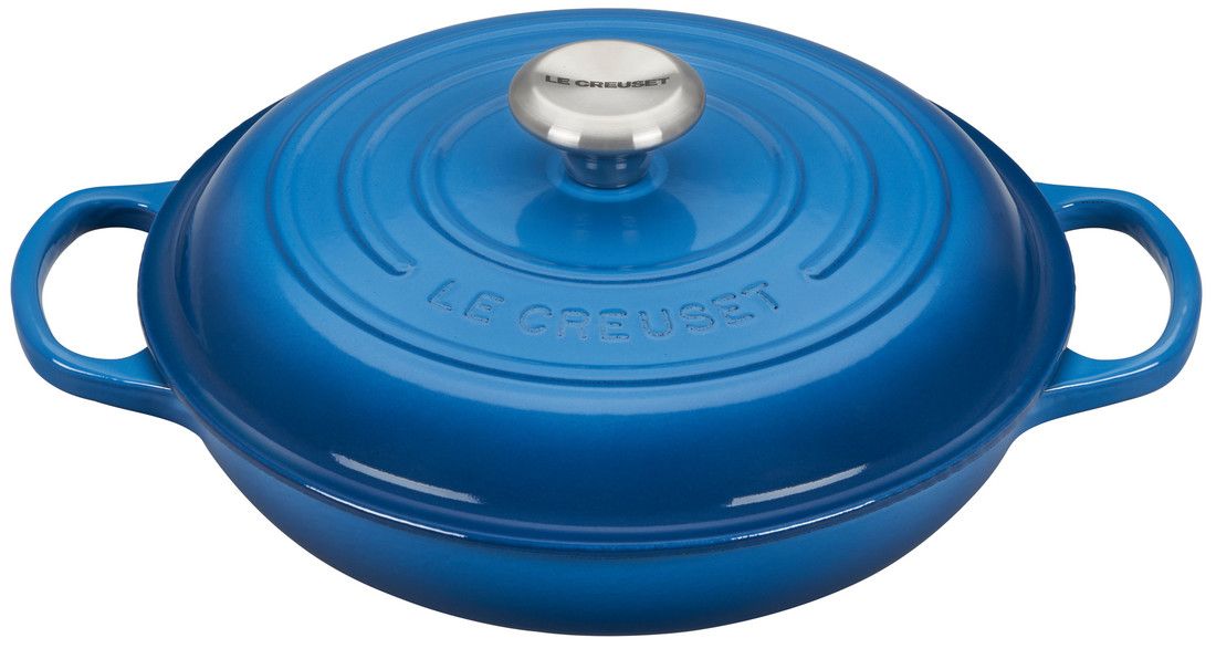 5 Quart Enameled Cast Iron Round Dutch Oven Braiser, Blue, 1 PIECE