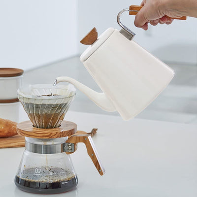 Hario Bona 0.8 QT Enamel Pourover Coffee Kettle -