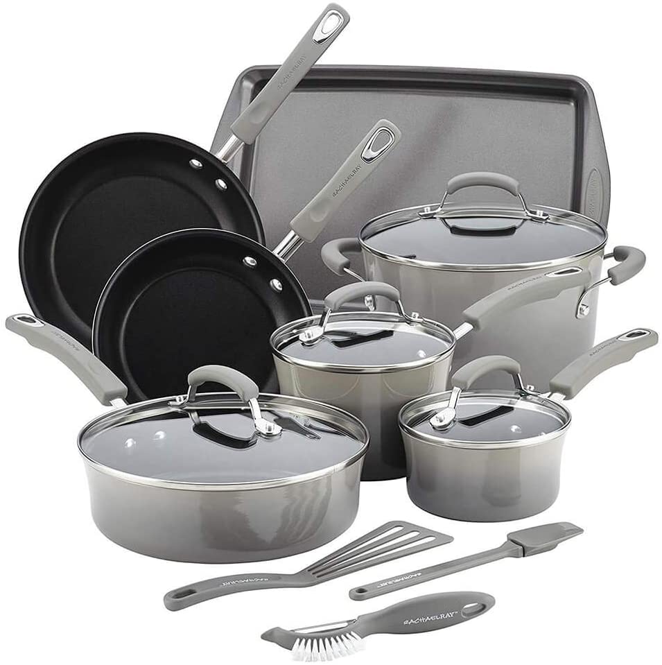 Rachael Ray Create Delicious Nonstick Cookware Set - Gray/Light