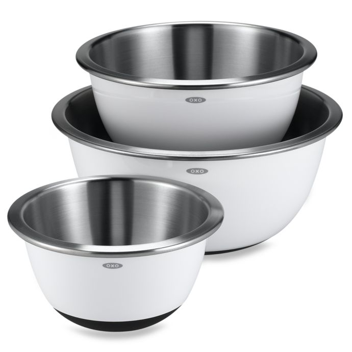 OXO Good Grips 3-Piece Stainless Steel Mixing Bowl Set - Winestuff