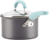 Rachael Ray Create Delicious Hard Anodized Nonstick Cookware Pots and Pans Set, 11 Piece, Gray with Light Blue Handles
