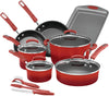 Rachael Ray Brights Nonstick 14 Piece Cookware Set - Red