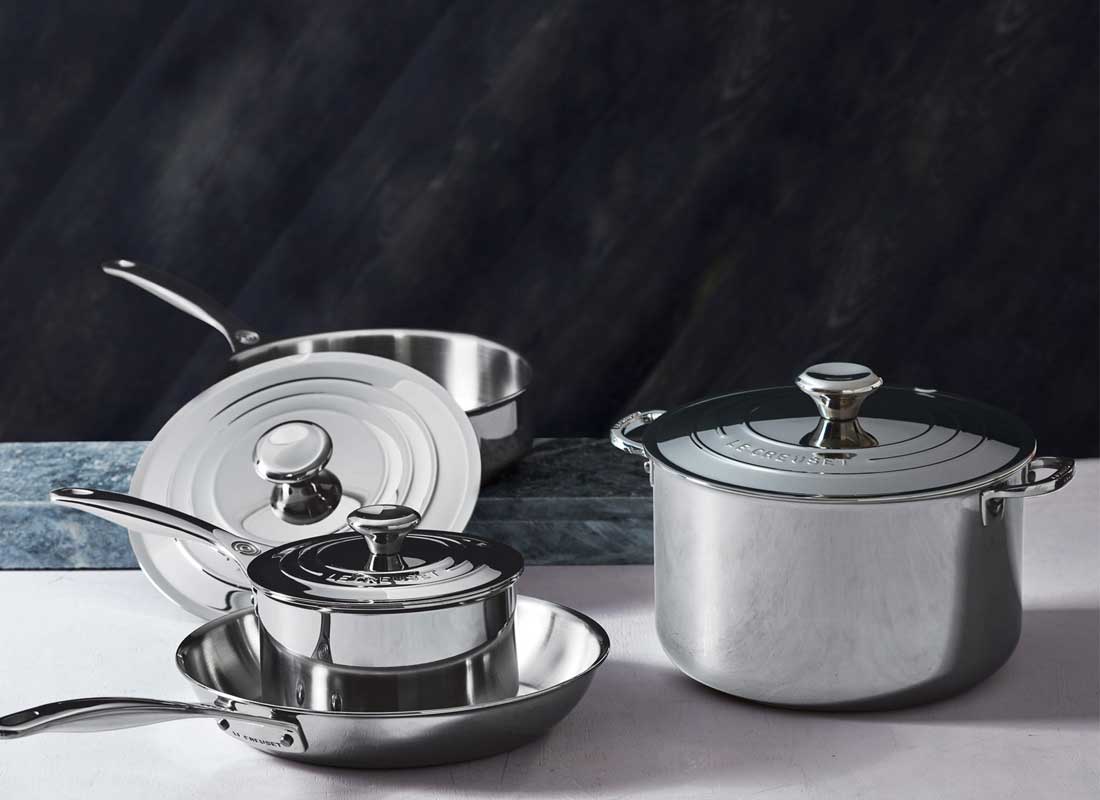 Le Creuset 7 Piece Stainless Steel Cookware Set - Winestuff