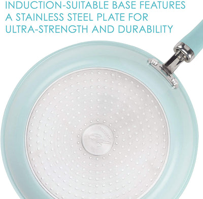 Rachael Ray Create Delicious 9.5 Inch Nonstick Deep Fry Pan, Light Blue Shimmer