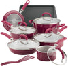 Rachael Ray Create Delicious Nonstick Cookware Pots and Pans Set, 13 Piece, Burgundy Shimmer