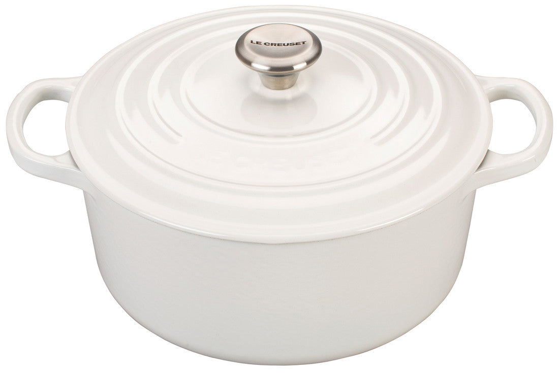 Le Creuset 26 Dutch Oven 5 1/2 Qt With Lid Iron Enameled White Round Made  in France 