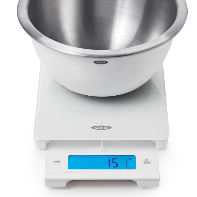 OXO Good Grips Glass Scale with Pull-Out Digital Display in White -  Winestuff