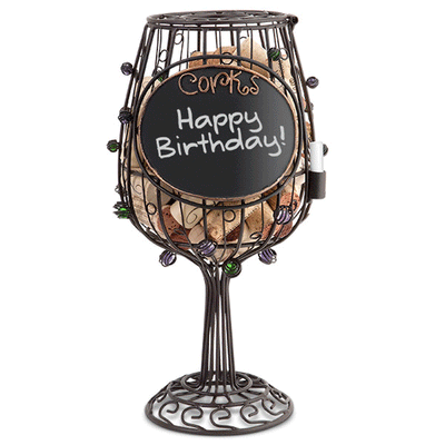 Chalkboard Wine Glass Cork Cage