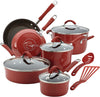 Rachael Ray Cucina 12 Piece Nonstick Cookware Set, Cranberry Red