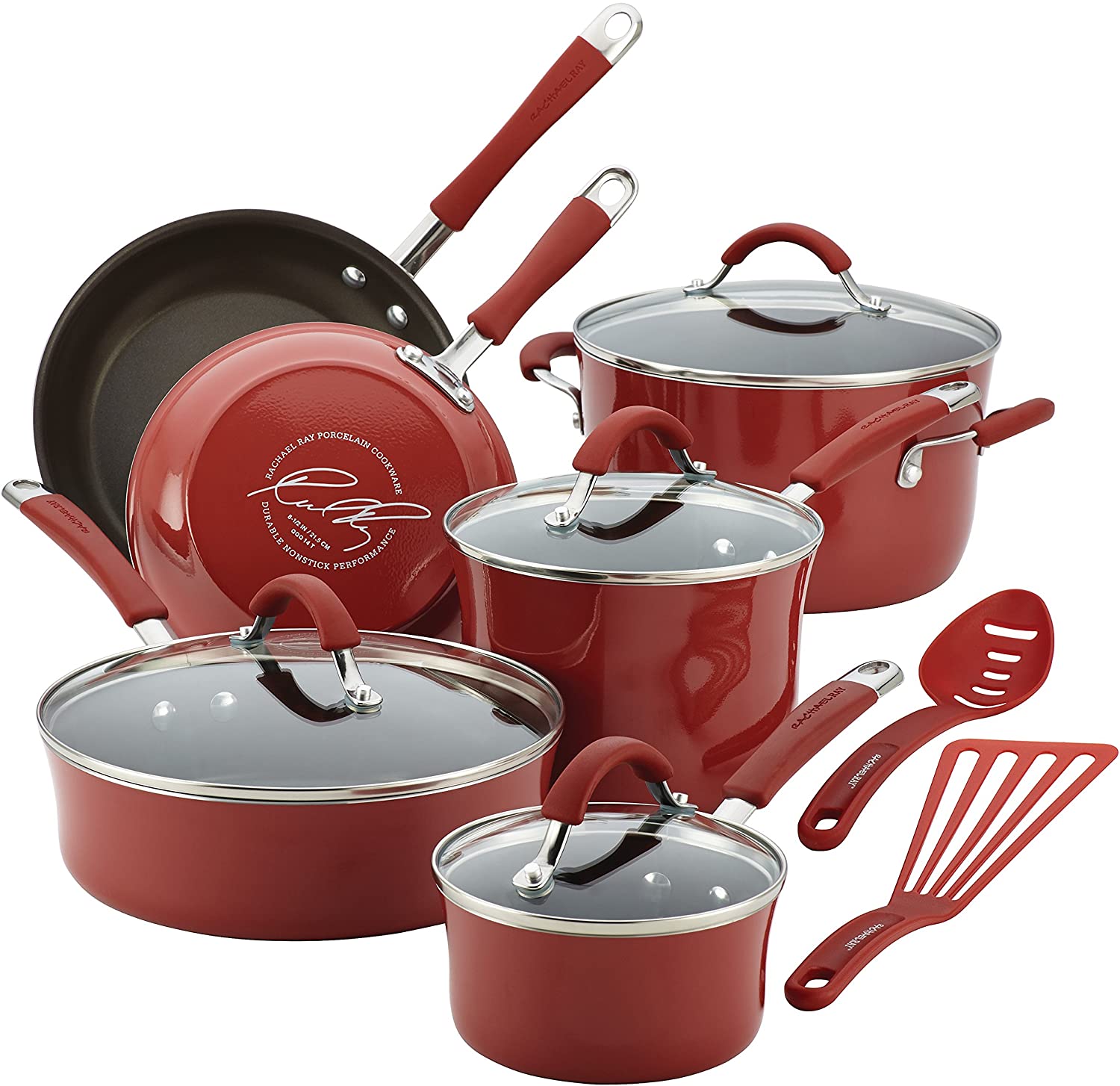 Rachael Ray Cook + Create Aluminum Nonstick Frying Pan 10 Red