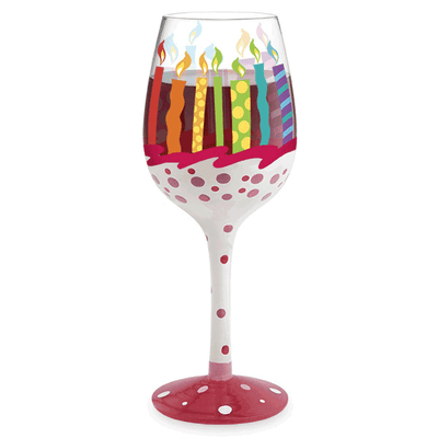 Birthday Painted Wine Glass