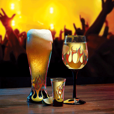 Rock On Painted Wine Glass