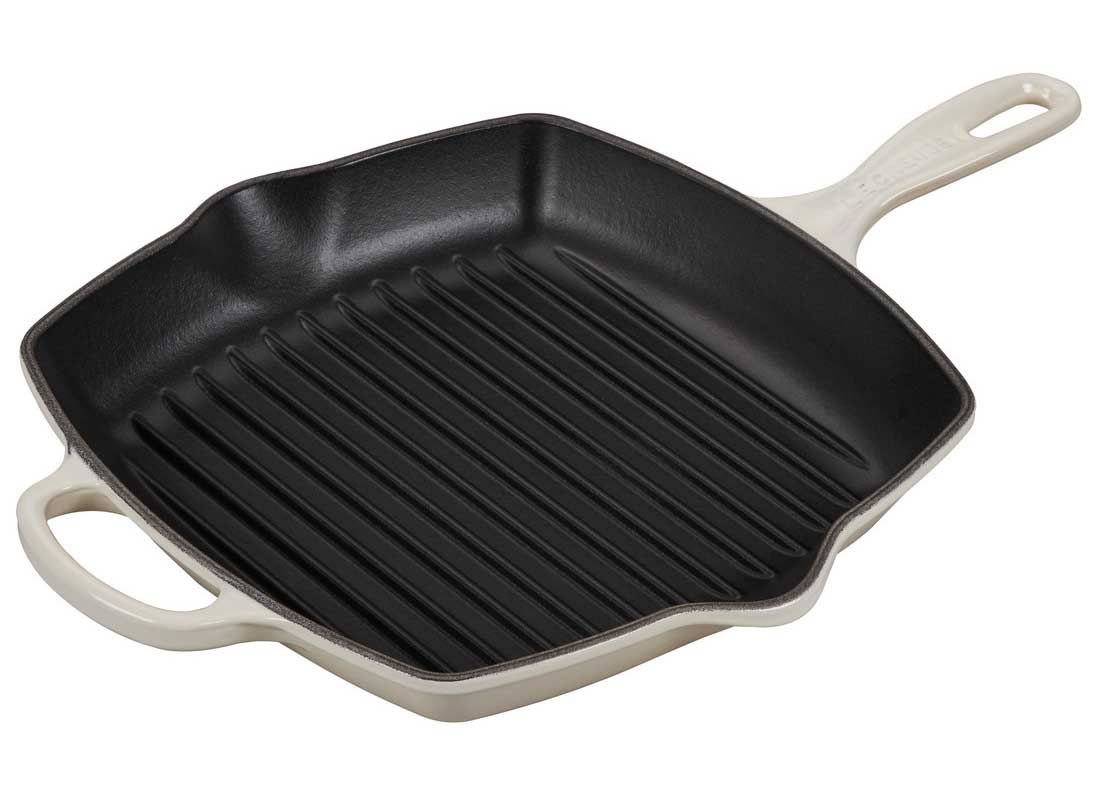Le Creuset Signature Square 10.25 White Enameled Cast Iron Grill Pan Skillet  Grill + Reviews