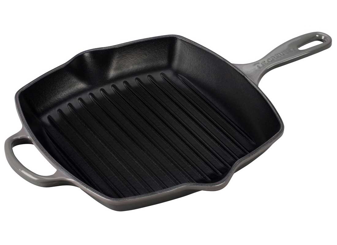 Le Creuset 10.25 Square Signature Cast Iron Grill Skillet | Sea Salt