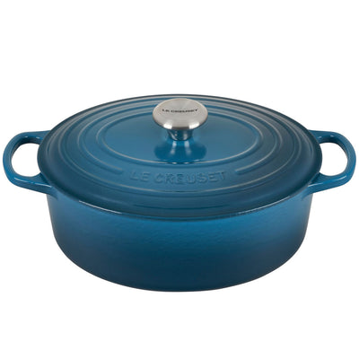 Le Creuset Signature 5 Quart Oval Enameled Cast Iron Dutch Oven - Oyst -  Winestuff