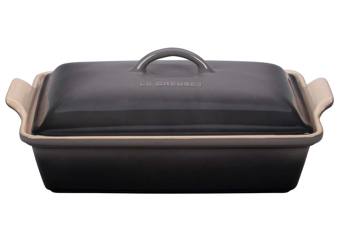 Le Creuset 4 Quart Heritage Covered Rectangular Stoneware Casserole - Oyster