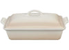 Le Creuset 4 Quart Heritage Covered Rectangular Stoneware Casserole - Meringue