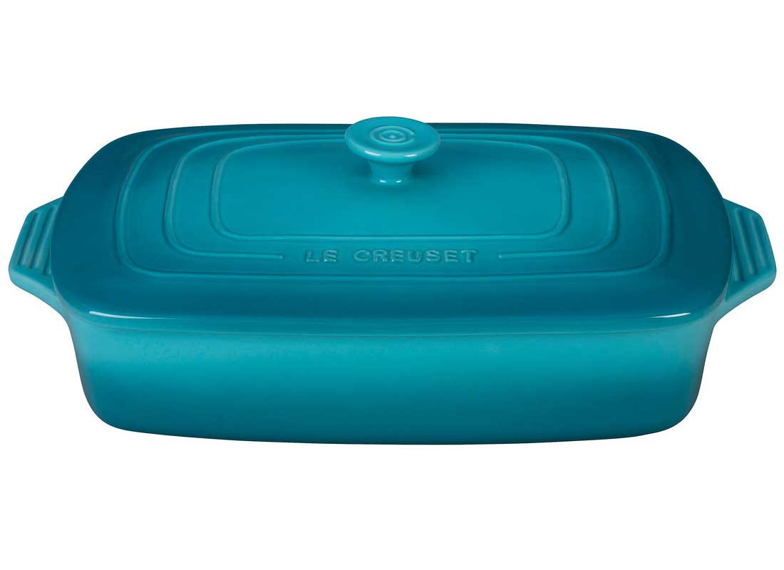 Le Creuset 3.5 Quart Covered Rectangular Stoneware Casserole - Caribbean