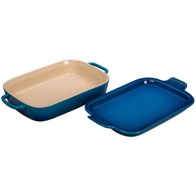 Le Creuset 2.75 Quart Heritage Stoneware Rectangular Casserole with Platter Lid