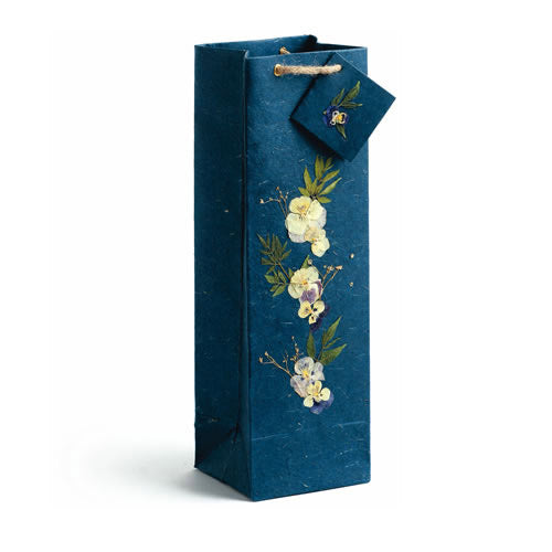 Blue Wildflowers Wine Gift Bag - Set of 4