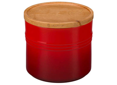 Le Creuset 1.5 Quart Stoneware Storage Canister w/Wood Lid