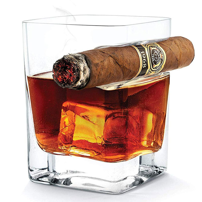 Corkcicle Cigar Glass - Double Old Fashioned Glass With Built-In Cigar Rest