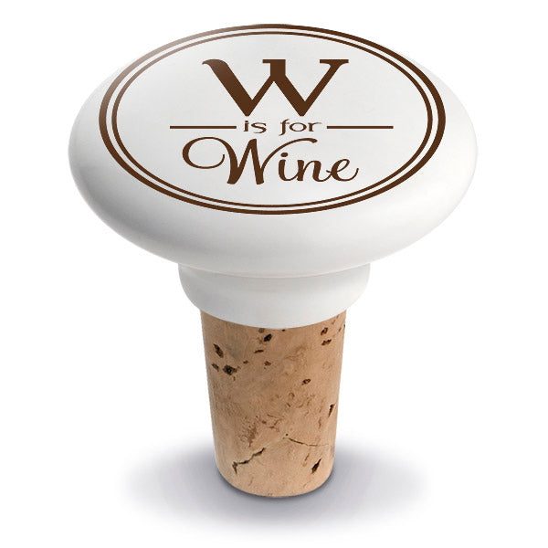 W is for Wine Ceramic Bottle Stopper