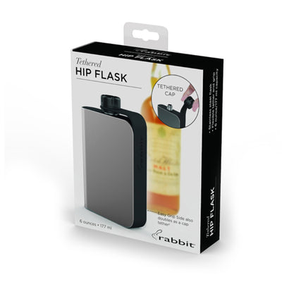 Metrokane Rabbit Tethered Hip Flask, 6 oz.