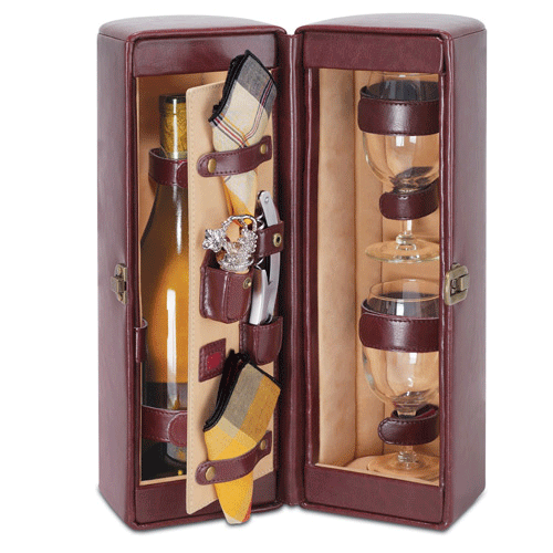 Picnic Time Harmony Single Bottle Wine Case- Brown
