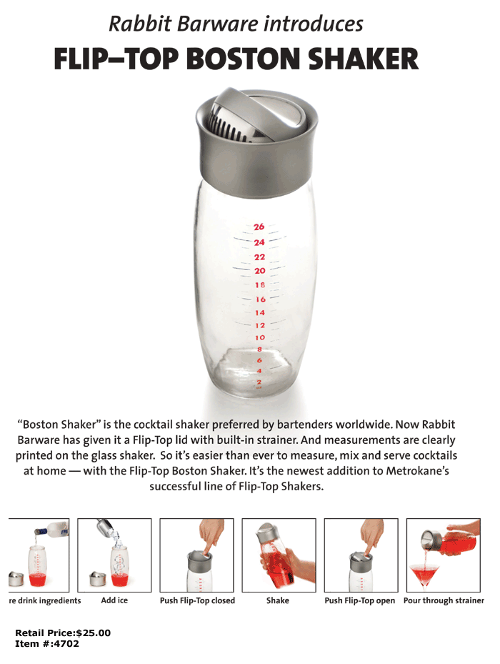 Rabbit 18 oz Stainless Steel Cocktail Shaker