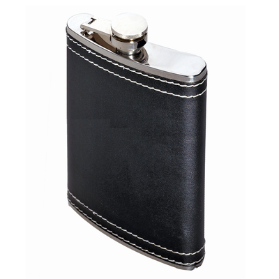 Oenophilia Wine Leather Flask w/ Stitching - 6 oz